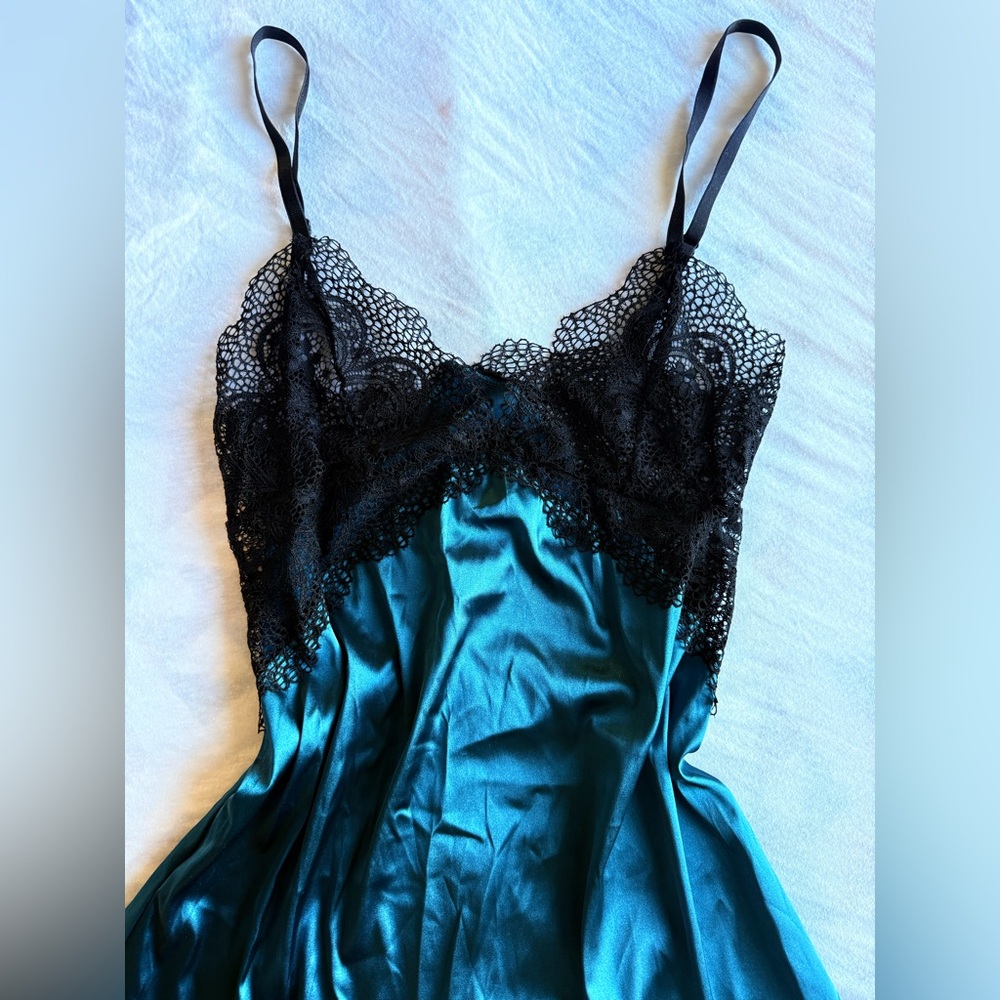 Blue satin slip